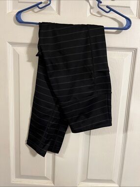 High-Rise Black Striped Workout Leggings